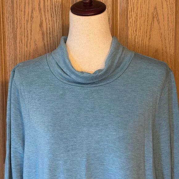 J. Jill Pure Luxe Tencel Blue Funnel Neck Tunic Top Large - Picture 5 of 8